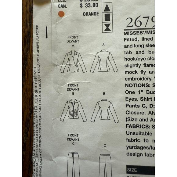 UC FF Vogue Sewing Pattern 2679 NY The Collection Ruched Top Opt Flare Hem Pants - Picture 6 of 9